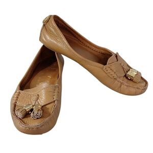 Tory Burch Loafers Tan/Light Brown Leather Flats Women's Size 7.5